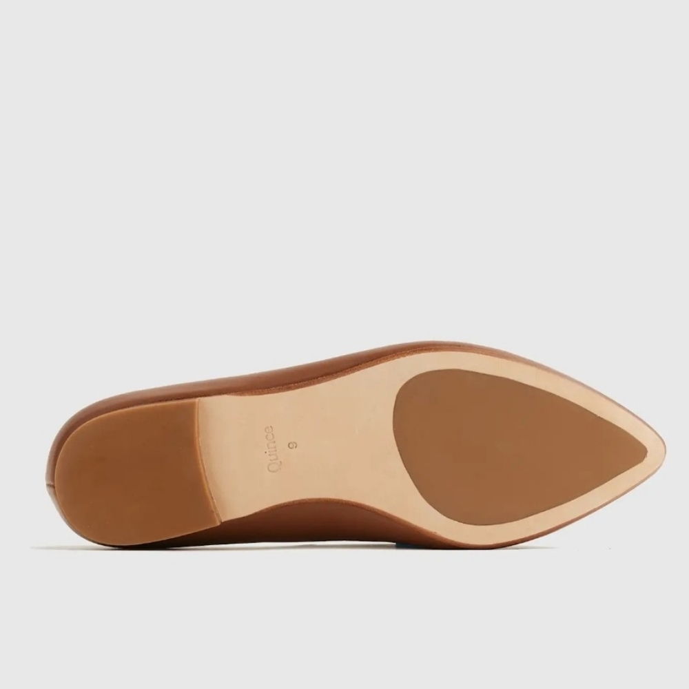 Quince FIRE! NIB! Italian Leather Bow Ballet Flat in Cognac. Sz 9. R2S!! - Picture 5 of 14